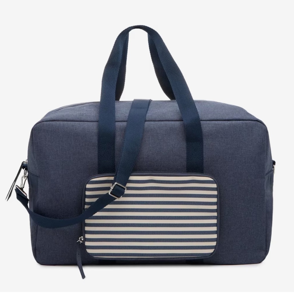 Brand new navy  Blue Striped unisex weekender  Travel Bag